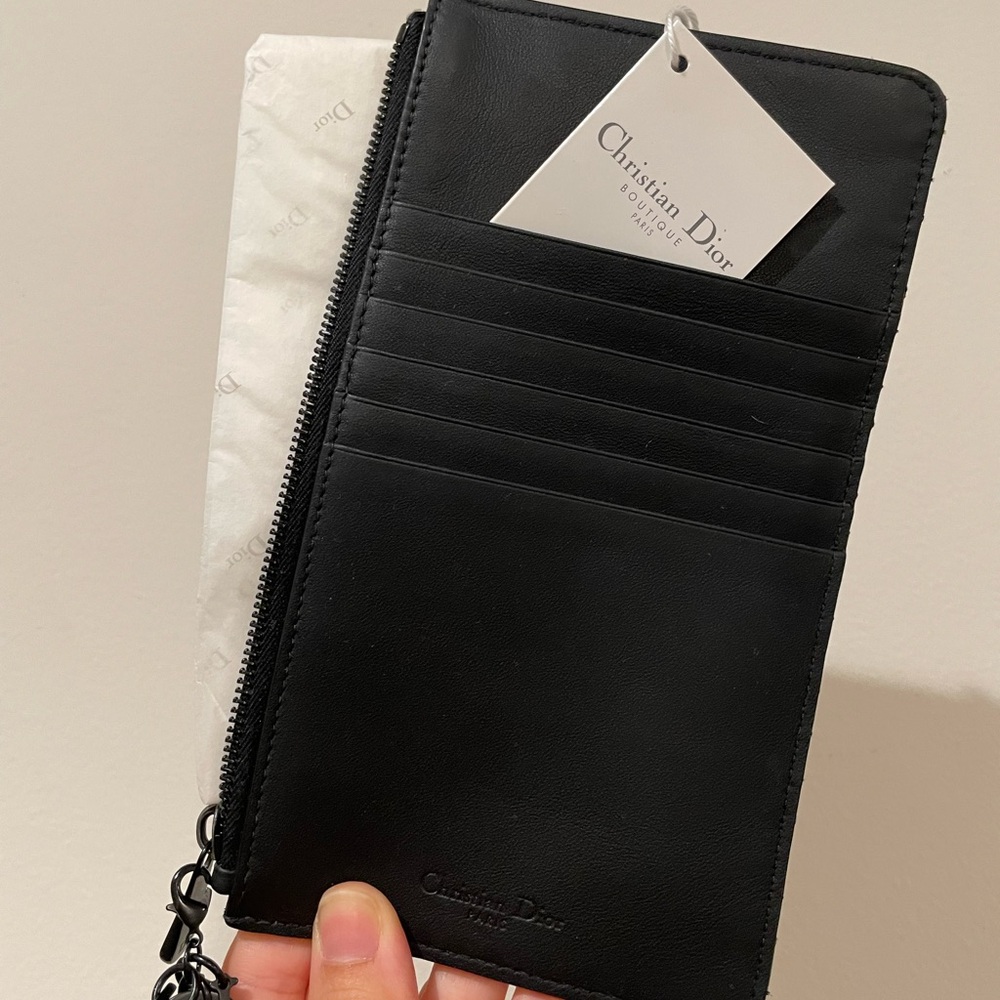 Christian Dior: Ultra Matte Calfskin Cannage Lady Dior Zip Wallet Black; rare